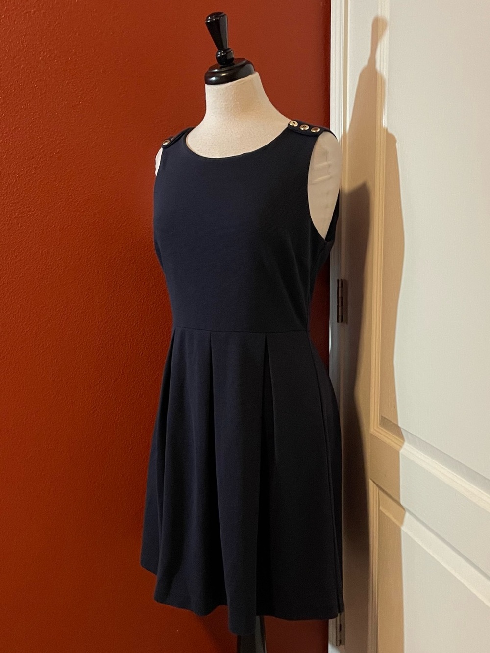 Karen Walker Women’s Fit & Flare Navy Midi Dress